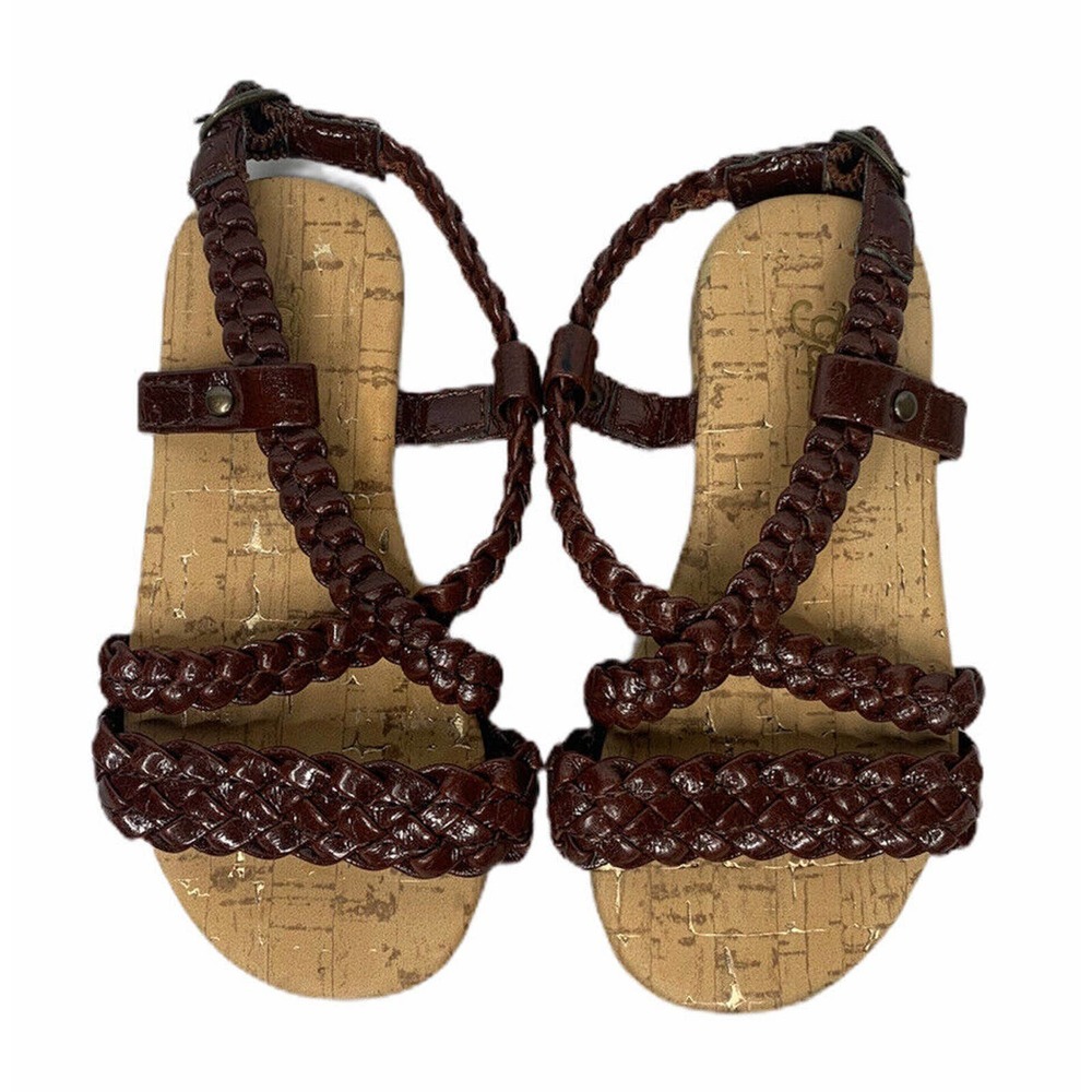 Baby Gap Toddler Baby Girl Braided Faux Brown Leather Strappy Sandals Size 5